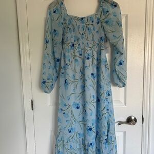 Long sleeve blue dress